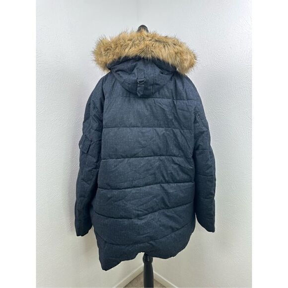 Nautica Men’s Big & Tall Blue Commuter parka Faux-Fur Trimmed Hood Size 2X - Picture 3 of 15